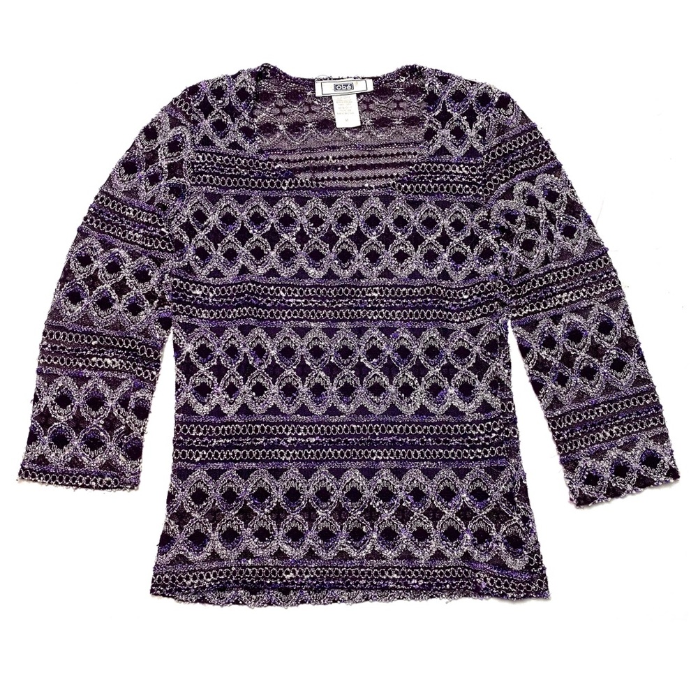 Vintage 90s/Y2K Purple Glitter Crochet Top